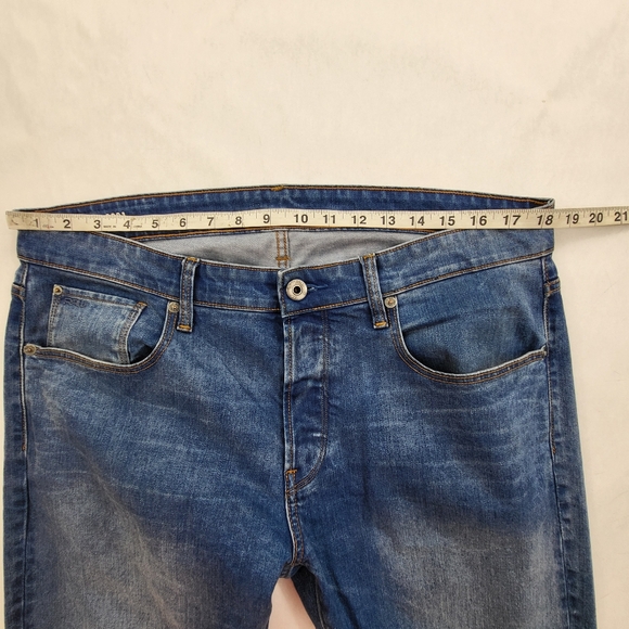 G Star Raw Jeans Mens 35x32 Blue 3301 Tapered Button Fly Denim Pants Washed Out - Picture 5 of 10